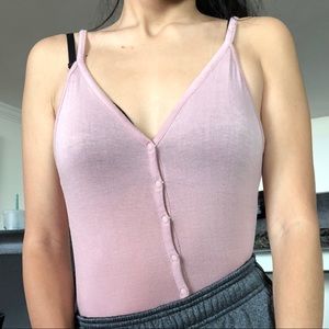 Me To We Pink Button Up Bodysuit XS